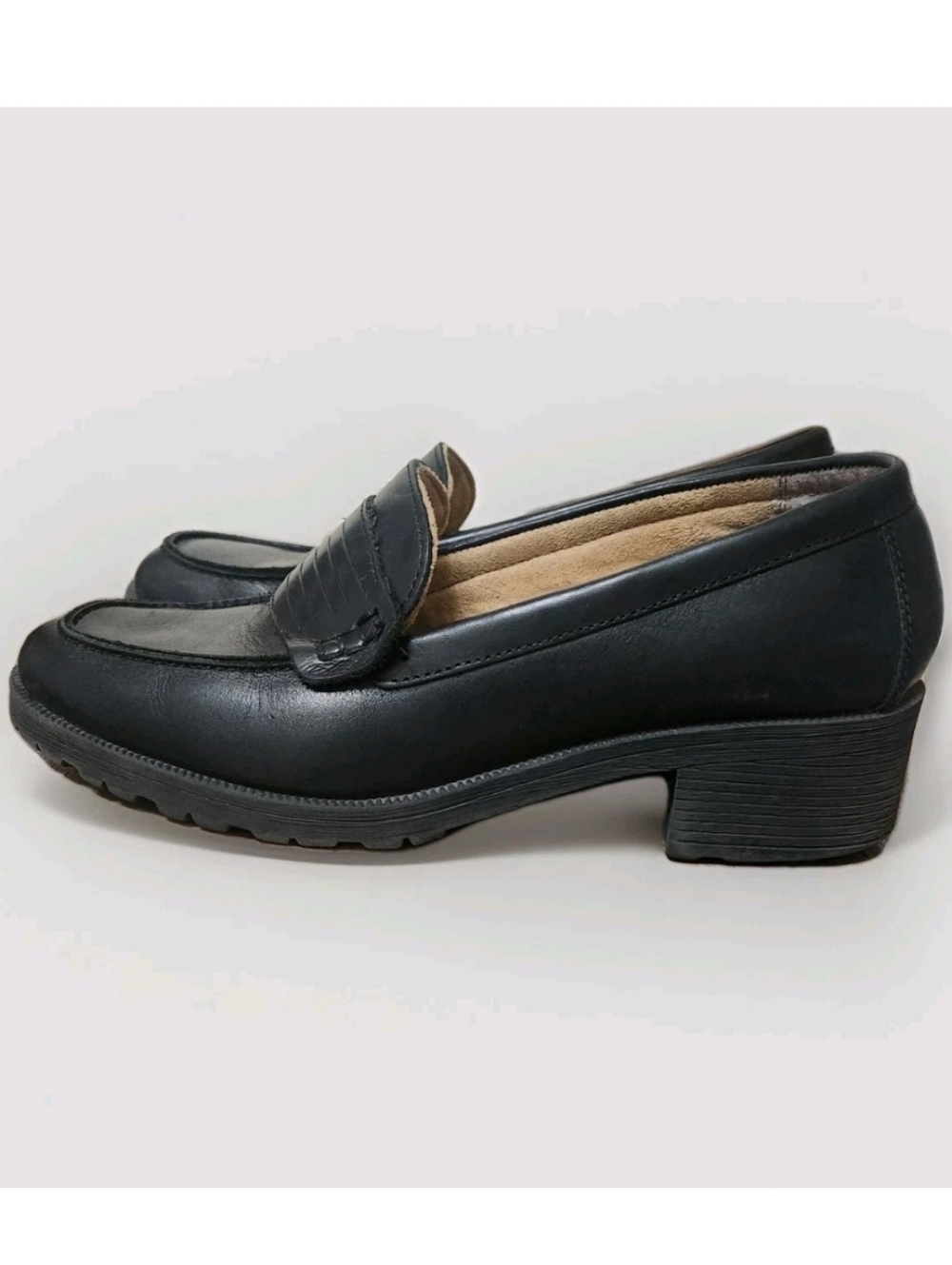 Eastland Y2K Newbury Black Leather Loafers 9 Chunky Heel 3934-01 Dark Academia - Picture 4 of 16